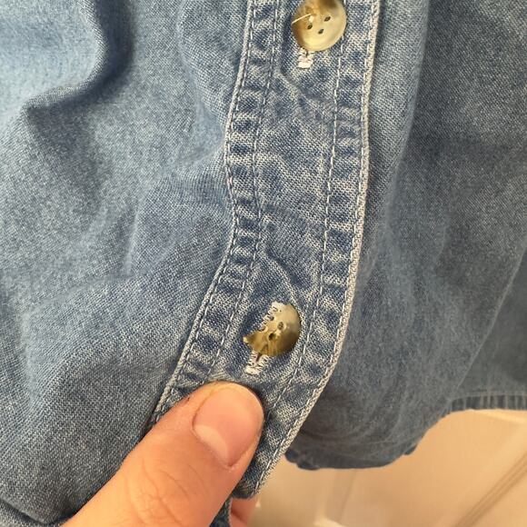 Vintage Just My Size Denim Button Down Shirt Size 18W/20W Embroidery Grandmacore - Picture 3 of 10